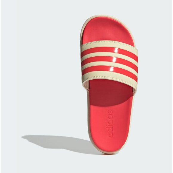 New! Size: 8 Women Adidas Adilette Platform Slides Vanilla Semi Lucid Red JP5676 - Picture 6 of 16